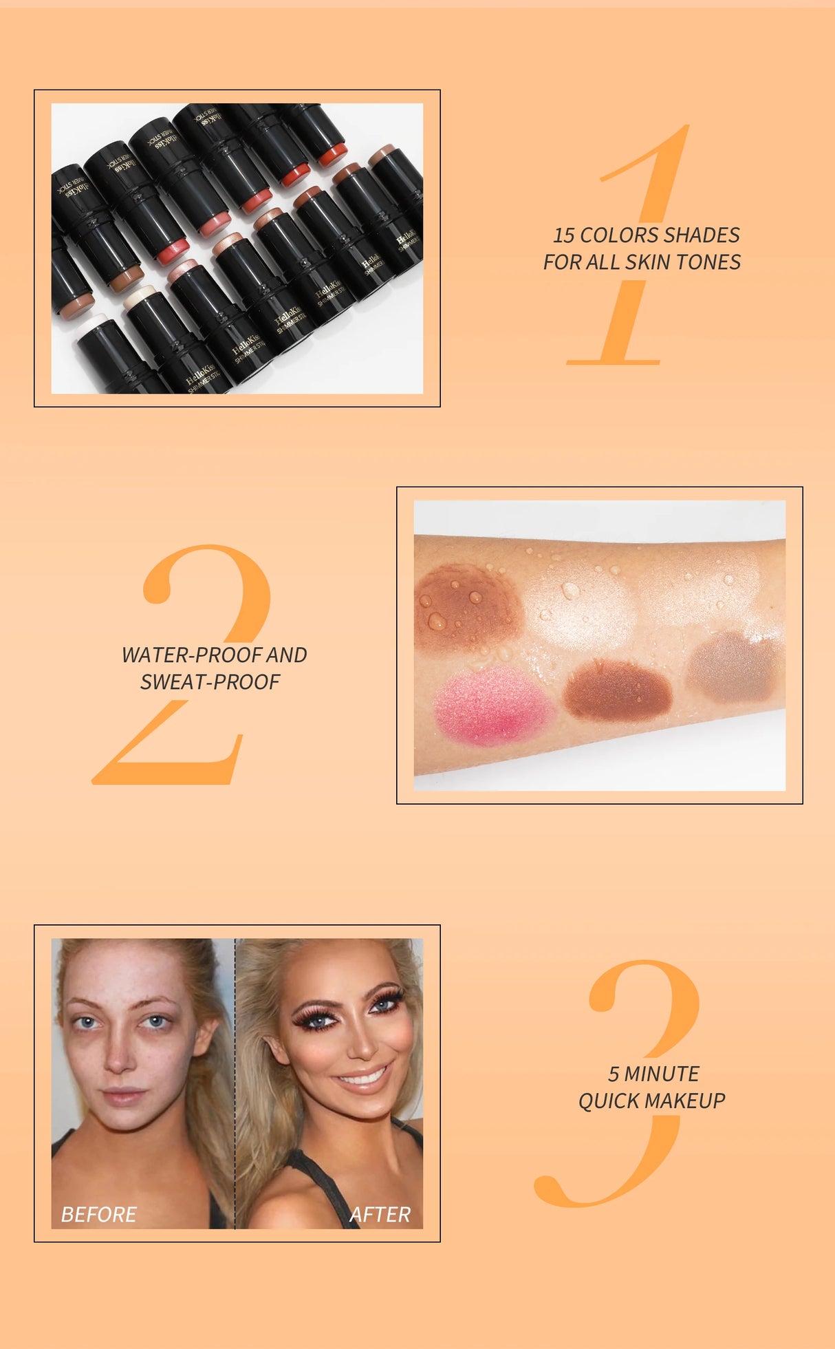 Face Brown Bronzer Contour Stick Face Foundation Makeup Pen Lasting Smooth Contour Shadow Blusher Highlight Concealer Cosmetics