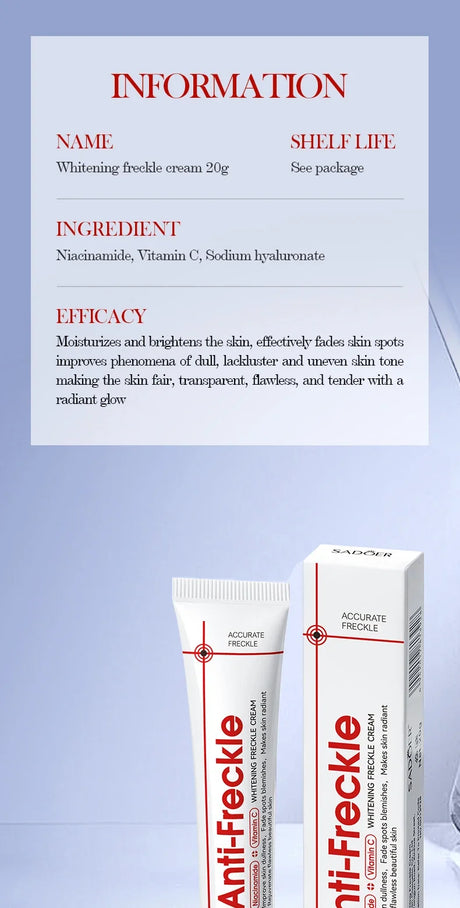 SADOER Anti Freckle Cream Face Brightening Creams Spot Removing Anti-aging Moisturizing Freckles Removal Facial Cream Skin Care