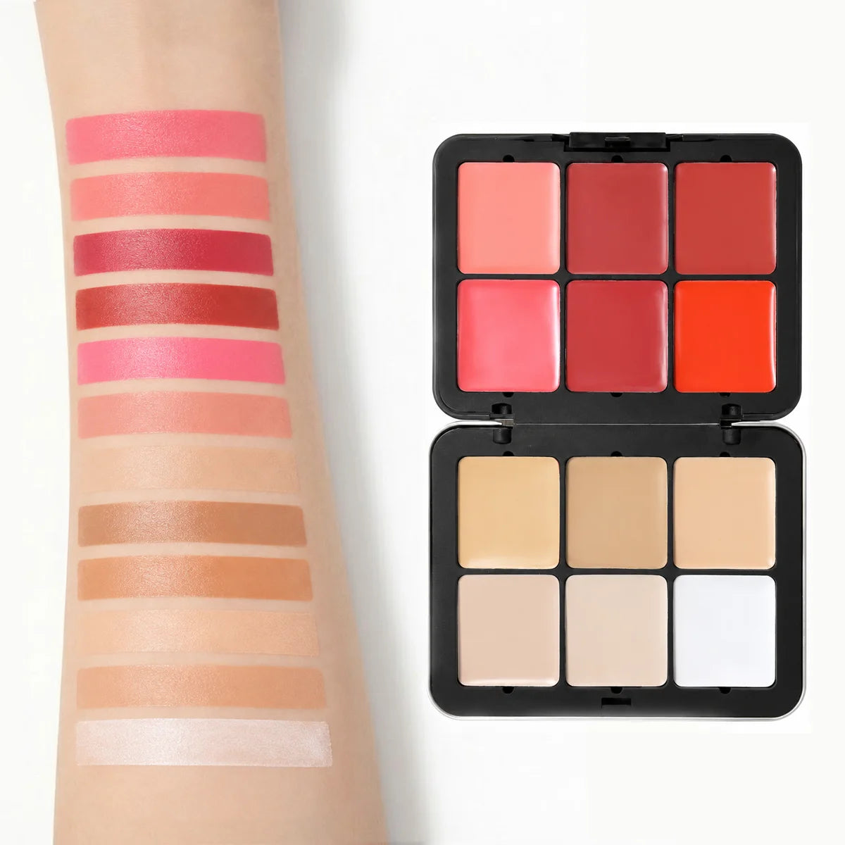 Cream Blush Contour Concealer Palette, 12 Shades Multi-Use Cream Makeup Palette for Face, Blendable Matte Cream Bronzer Highlighter Blush Pigment, Long Lasting Cream Foundation Camo Palette for Cheek,