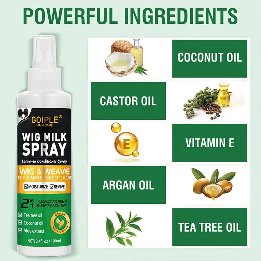 100ml Wig Milk Spray Moisturizing Care Spray for Wig Synthetic Hair Prevent Frizz Leave-in Conditioner for Wigs Smooth and Shine