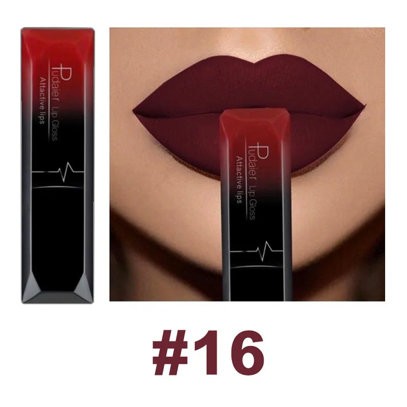 Pudaier 21 Color Lip Gloss Waterproof Matte Liquid Lipstick Moisturizing Lip Gloss Lip Makeup Beauty Cosmetics