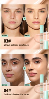 QIBEST 3D Full Coverage Concealer Long Lasting Liquid Concealer For Dark Circles Natural Finish Seamless Blend Under Eye Makeup
