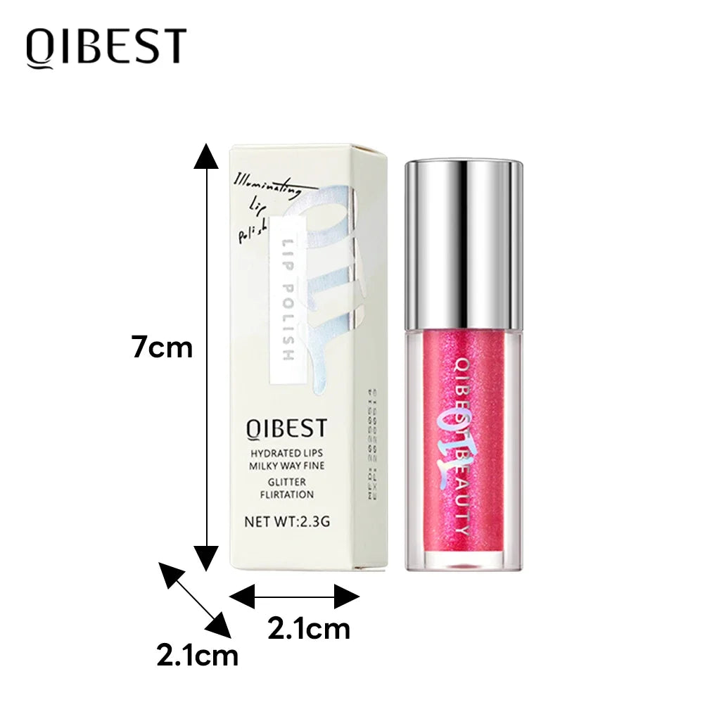 Qibest 8 Colors Moisturizing Diamond Shimmer Glitter Lip Gloss Makeup Sparkling Glitter Liquid Lipstick Pearl Lipgloss Tint