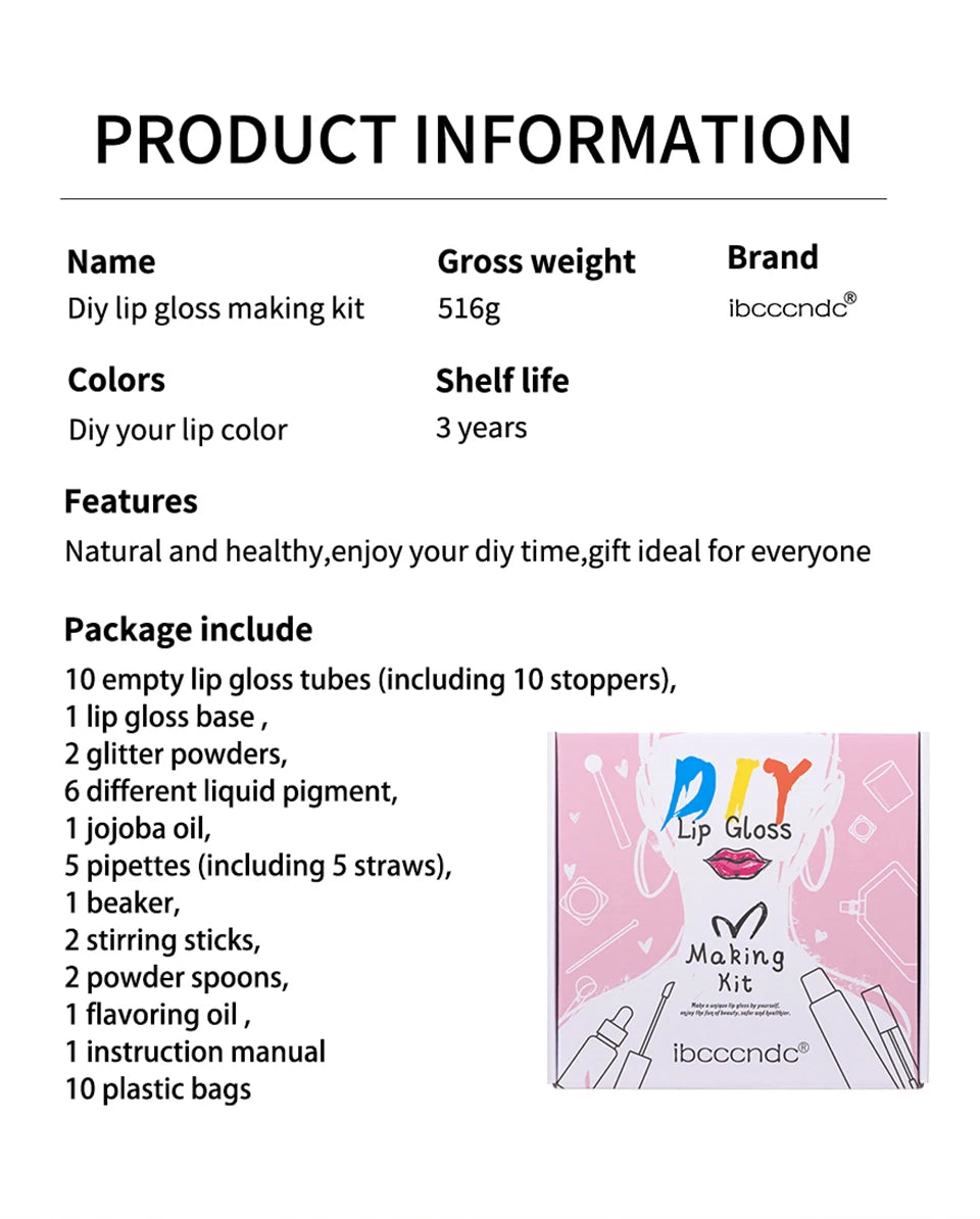 DIY Lip Gloss Making Kit Moisturizing Lip Gloss Base Diy Raw Material Tool Kit Shiny Glitter Lip Tints Glaze Handmade Cosmetic