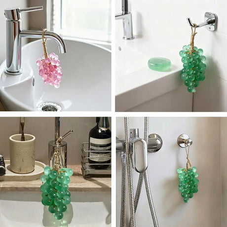 Crystal Clear Transparent Grape Shaped Soap Bar Lovely Fruit Simulation Grape String Soap with Natural Fragrance Home Bathroom