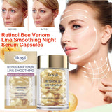 Retinol Bee Venom Facial Capsules Anti-Wrinkle Firming Smoothing Moisturizing Facial Skin Anti-Aging Night Serum for Face & Neck