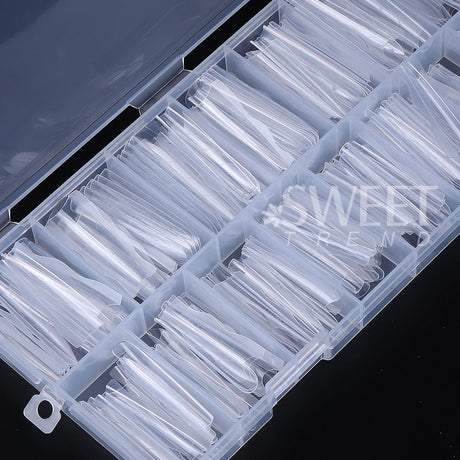 180pcs New Sandwich Nail Extension Mold Interlayer Dual Nail Forms Easy To Shape Oval/Coffin Mixed 15 Size Prolong Tool Manicure