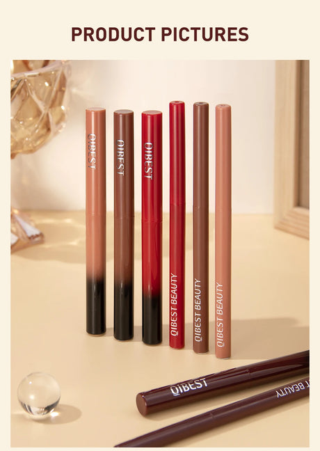 QIBEST Matte Nude Lipstick Pen Long Lasting Lipliner Lip Pencil Waterproof Lip Liner Contour Sexy Red Lip Makeup Set For Women