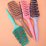 1pcs Curved Vented Boar Bristle Comb Professional Scalp Massage Comb Detangling Curl Anti-static Hairbrush Salon Styling Tool