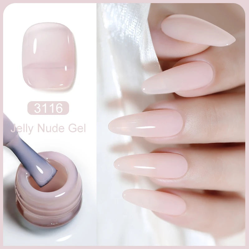 Clou Beaute Translucent Jelly Nude Pink Nail Gel Polish 15ml Vernis Semi Permanent Gel Colorful Varnish Nail Art Manicure Gel