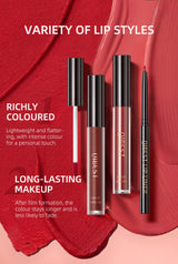 QIBEST 3pcs/set Liquid Lipstick+Lip Liner Lasting Black Brown Purple Red Matte Lip Gloss Nude Lip Stain Tint Makeup Lip Pencil