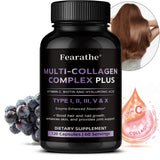 Multi Collagen Capsules, Type I/II/III/V/X Collagen, Biotin & Hyaluronic Acid, Support Skin Hair Nail Joint & Overall Wellness