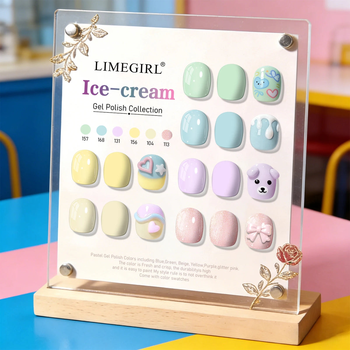 LIMEGIRL 6pcs/set Gel Nail Polish Ice Cream Color Vernis Semi-Permanent UV Gel Nail Art Varn Nail Polish Gel kit