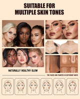 4-Piece Contour Stick Set with Highlighter, Blush & Bronzer Plus Golden Powder Brush - Waterproof Cream for All Tones, Shimmery.