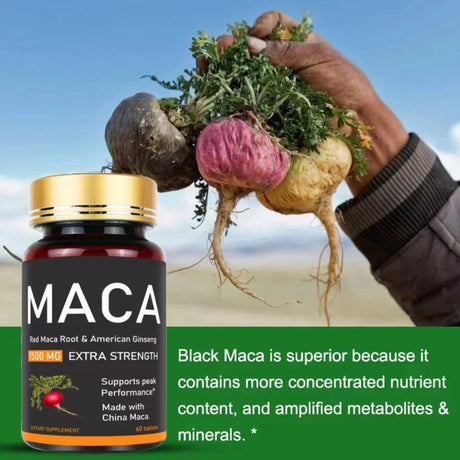 American Maca+Ginseng Capsule 60 Tablets 100% Pure Non-GMo Supports Reproductive Health Natural Energizer
