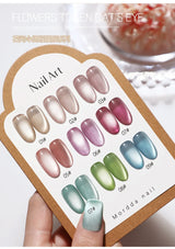 5g/Bottle White Moonlight Nail Cat's Eye Gel Magnetic Satin Gel Polish 9-Colors Soak Off Glitter Phototherapy Manicure Varnish