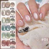 1-6PCS 12ML Human Fantasy Cat Eye Gel Nail Polish Ice Clear High-end Glass Bead Semi-permanent Gel Nail Polish Nail Art Supplies