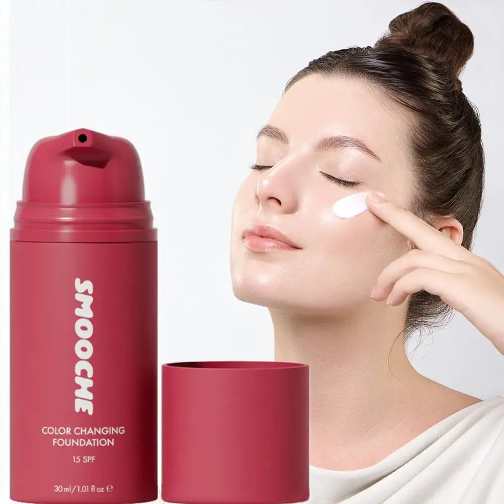 SMOOCHE SPF15 Color Changing Foundation Concealer Oil Control Skin Tone Matching Lightweight Coverage Concealing Liquid Makeup