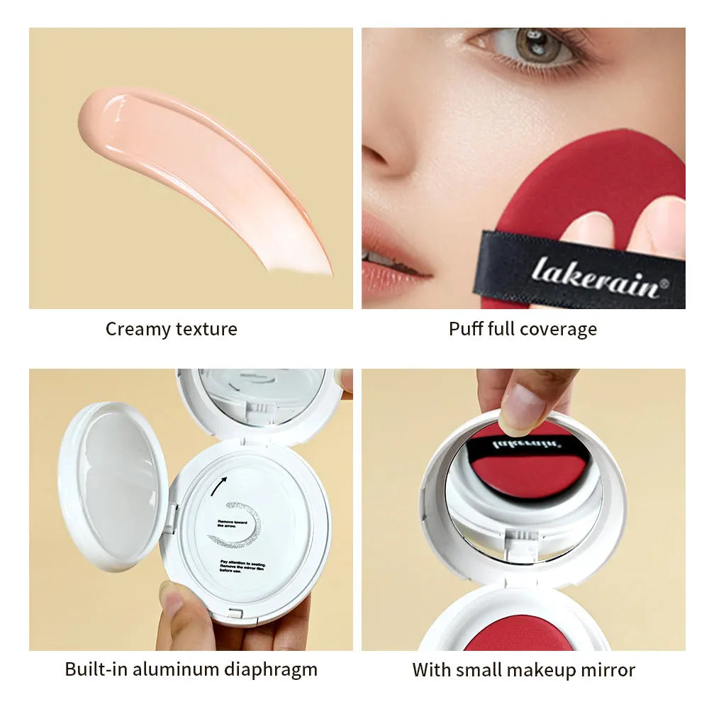 Dewy Glow Cream Cushion Foundation Hydrating 24H Long Lasting Moisturizer Natural Light Coverage Radiant Skin Finish Daily Portable Face Makeup Cosmetic