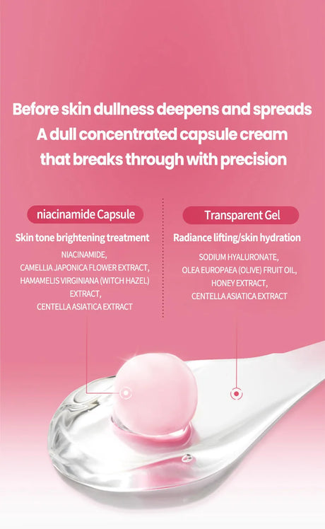 Niacinamide Collagen PDRN Face Cream - Korean Pink Capsule Moisturizer, Non Greasy & Brightening for Uneven Skin Tone