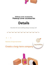Kids' Pretend Makeup Toy Wooden Role‑play Dress‑up Vanity Gift Makeup Bag Set for Girls