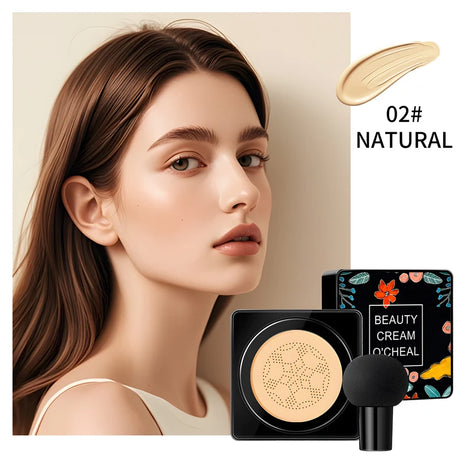 O'CHEAL Mushroom Cushion CC Cream Face Airy Coverage Long-lasting Moisturizing Waterproof Oil Control Concealer BB Cream Makeup