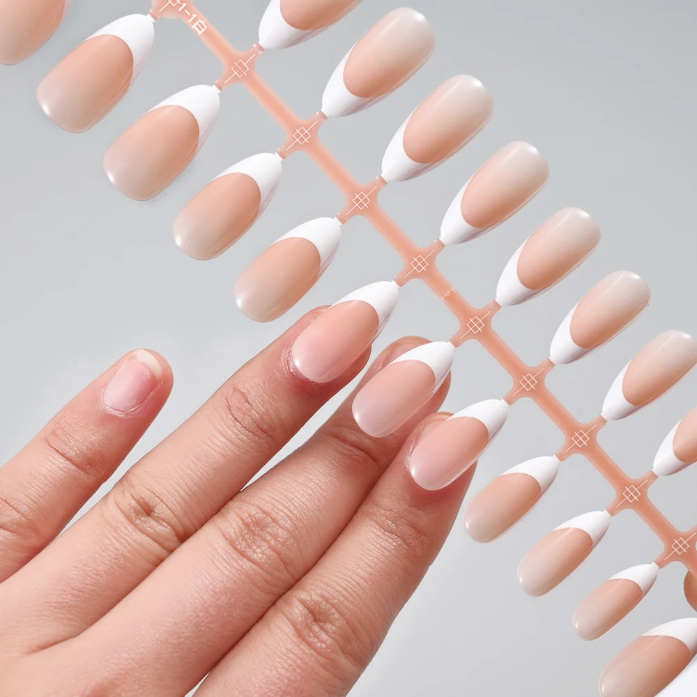 120/150pcs Matte White French Gel Nail Tips Medium Almond Nude Press On Nails 0.75-2.6cm Pink/Nude ABS Soft Gel Nail Flase Tips
