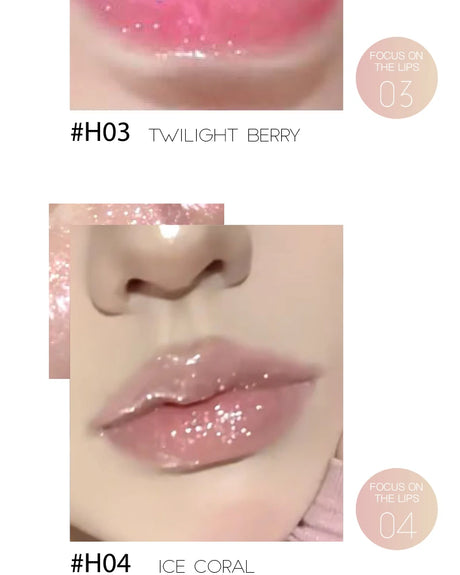 HERORANGE Glittering Mirror Lip Glaze, Watery Shimmering Light Lip Gloss Makeup 6 Colors, Hydrating Moisturizing, Long Lasting