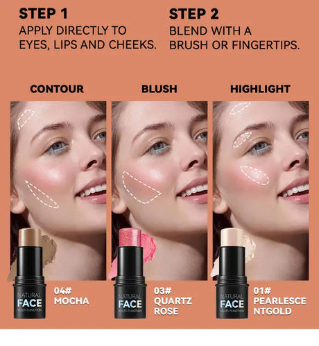 MLSMILE Highlight Contour 3-pack For 3D Makeup Brightening Skin Tone Face Blush Stick 3 Pcs Set 2025 New