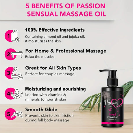 Paradise Massage Oil with Vitamins & Minerals - Nourish & Moisturize，body care massage oil Perfect for Couple Massage 200ml
