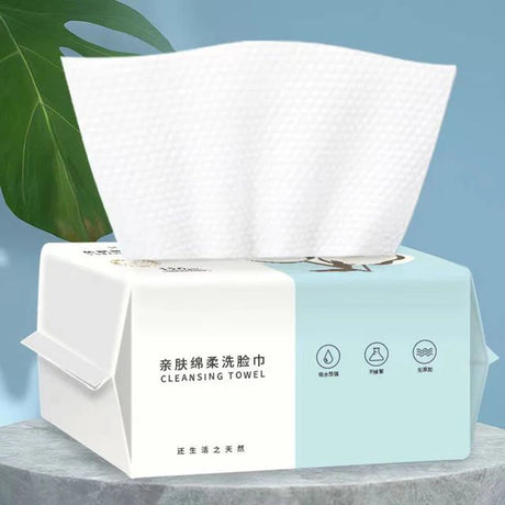 100PCS Natural Disposable Face Towel Travel Facial Cleansing Wet And Dry Makeup Remover Pearl Cotton Soft Makeup Nonwoven Towel