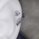1pcs Silver Color Wing 316L Stainless Steel Ear Bone Nail for Women New Fashion Full of Rhinestone Earrings Accessories for Ear