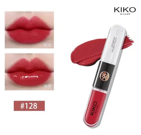 New Kiko Double Headed Lipstick Transparent Mirror Lip Gloss Non Fading Oil Sexy Rich Lip Gloss Milk Tea Bean Paste Naked Makeup
