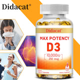 Vitamin D3 10,000 IU (250 mcg), Supports Immune Health, Calcium Absorption Muscle Function & Bone Strength, Dietary Supplement