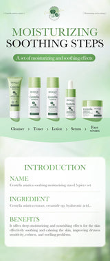5pcs/set BIOAQUA Centella Asiatica Skin Care Sets Moisturizing Facial Cleanser Face Cream Serum Anti-Aging Facial Skin Care Kit