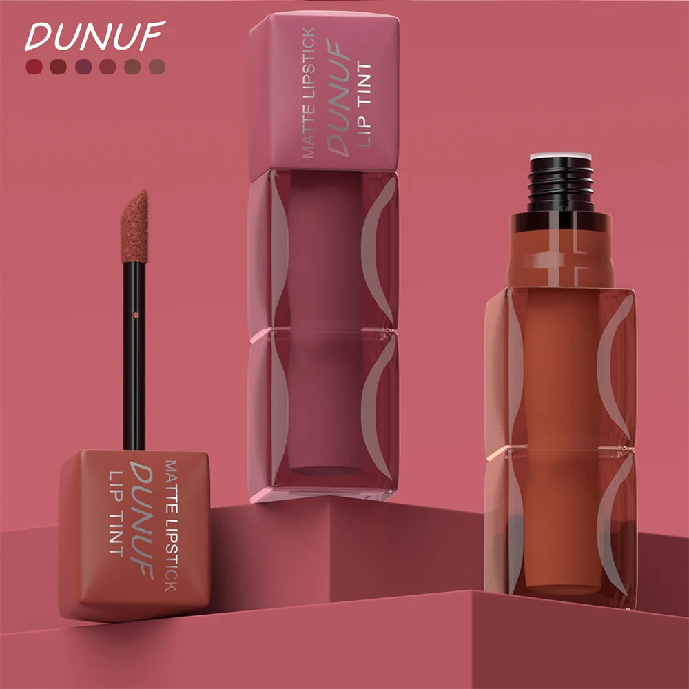 6pc/set Velvet Matte Lipstick Long-lasting Waterproof Lip Gloss Lip Glaze Non-Stick Cup Nude Red High Pigment Y2K Christmas Gift