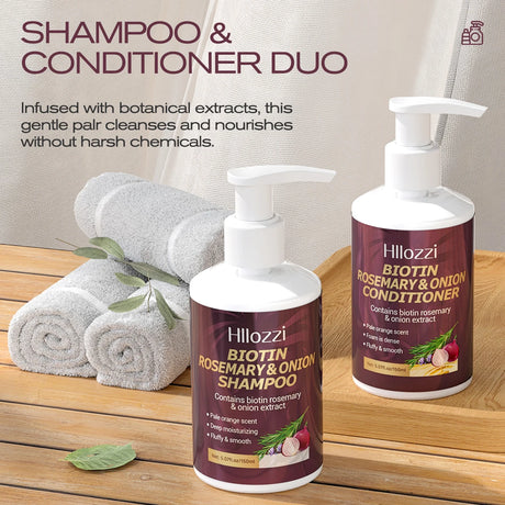 Biotin Rosemary & Onion Hair Care Set – Shampoo + Conditioner, Strengthen & Nourish, 2pcs/Set
