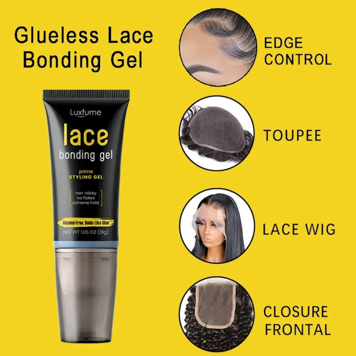 1PC 31G Strong Hold Waterproof Lace Wig Glue Invisible Bonding Gel for Wig Installation Prime Styling Hair Gel for Lace Wigs