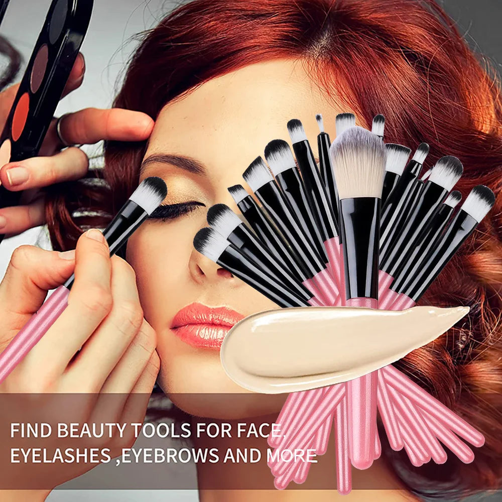 20PCS Eye Shadow Makeup Brush Set Concealer Brush Eye Cosmetic Soft Bristles Eyebrow Eyeliner Brush Portable Beauty Makeup Tools
