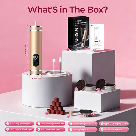 Aluminum Alloy 2-in-1 Electric Callus Remover And Food Grinder Hand Foot Care Tool Set with Gift Box