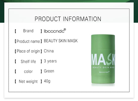 Face Clean Mask Green Tea Cleansing Stick Mask Shrink Pores Deep Blackhead Remover Facial Cleansing Moisturizing Mask 40g