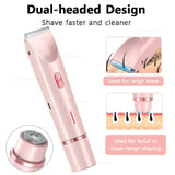 Women Electric Shaver Dual Head Bikini Trimmer Waterproof Body Hair  Trimmer Facial Hair Remover for Bikini Underarm Leg Arm