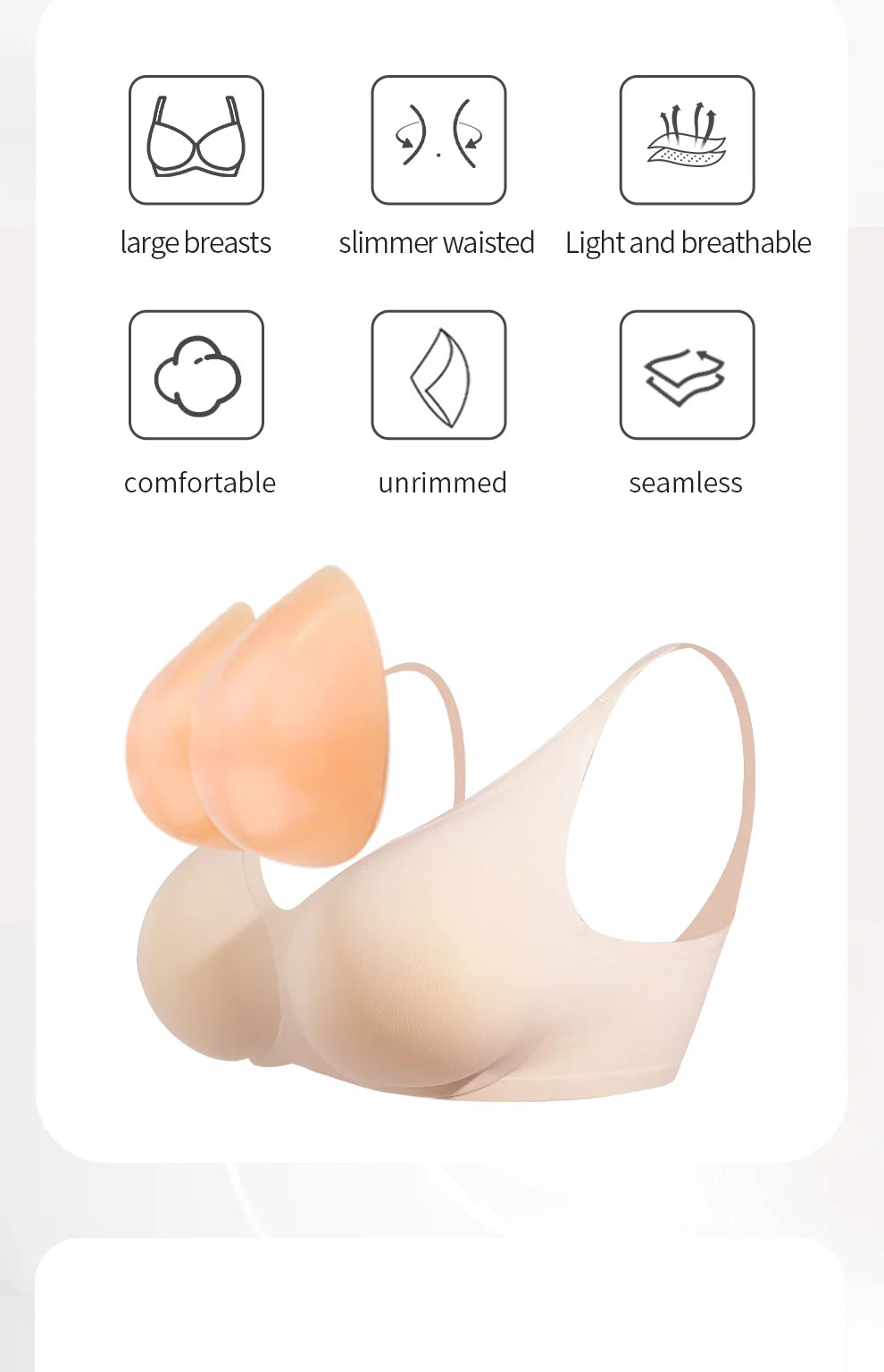 LERVANLA Silicone Breasts Pads Forms Pads Chest Women's Fake Boobs Enhancement Magnify Underwear 2-in-1Breast Becomes Big