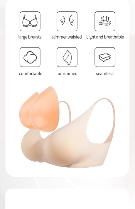 LERVANLA Silicone Breasts Pads Forms Pads Chest Women's Fake Boobs Enhancement Magnify Underwear 2-in-1Breast Becomes Big
