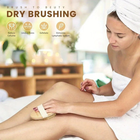 2 In 1 Dry Skin Body Brush Natural Bristle Dead Skin Remover Anti Cellulite Exfoliates Blood Circulation Health Massage Tools