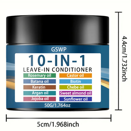 GSWP 10 In1 Leave-in Conditioner with Rosemary Oil&Keratin, Moroccan Nut Oil, Biotin Etc. Hydrates&Moisturizes. 50g/100g