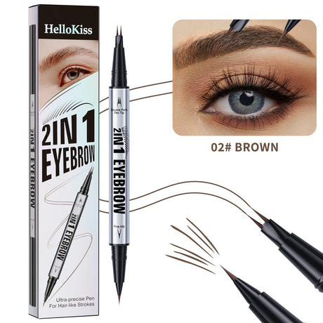 Natural Look Eyebrow Pencil Waterproof Sweat Proof Double Ended 2 in 1 Long Lasting Brow Definition Fill Shape