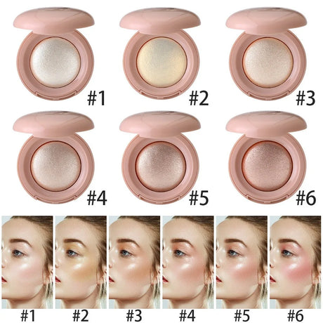 3D Face Highlighter Powder Instant Silky Baked Shimmer Illuminator Makeup Natural Glossy Brighten Contouring Glitter High Gloss