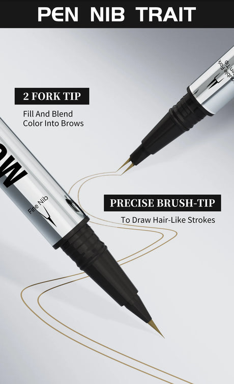 Natural Look Eyebrow Pencil Waterproof Sweat Proof Double Ended 2 in 1 Long Lasting Brow Definition Fill Shape