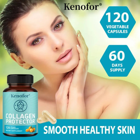 Vegan Collagen Capsules, with 500mg Sea Buckthorn, Promote Healthy Skin Hair Nails and Digestive System